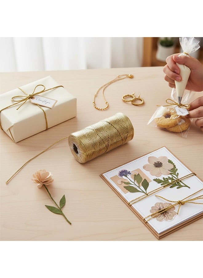 100M/328 Feet Gold String Twine for Crafts Decorative Metallic Bakers String Bakers Twine Glitter Gold Cord for Crafting Decorative Wrapping String for DIY Crafts Presents Gift Wrapping - Image 4